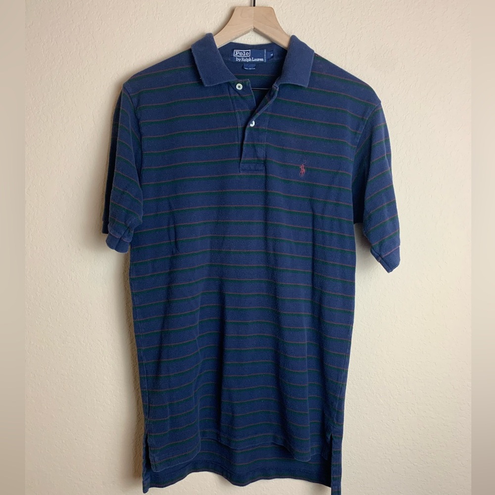Vintage Polo Ralph Lauren Striped Polo Shirt Navy/Green